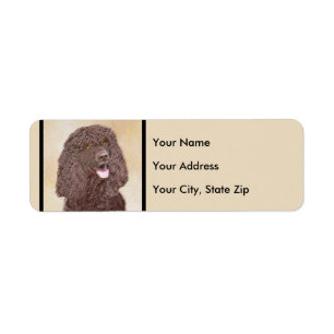 Irish Water Spaniel Painting - Original Dog Art Label