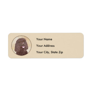 Irish Water Spaniel Painting - Original Dog Art Label