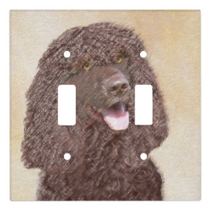 Irish Water Spaniel Painting - Original Dog Art Light Switch Cover