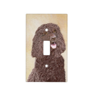 Irish Water Spaniel Painting - Original Dog Art Light Switch Cover