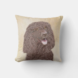 Irish Water Spaniel Painting - Original Dog Art Outdoor Pillow