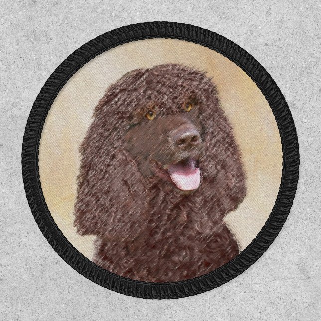 Irish Water Spaniel Painting - Original Dog Art Patch (Front)
