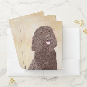 Irish Water Spaniel Painting - Original Dog Art Pocket Folder
