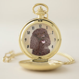Irish Water Spaniel Painting - Original Dog Art Pocket Watch