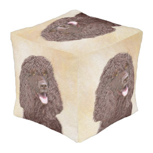 Irish Water Spaniel Painting - Original Dog Art Pouf