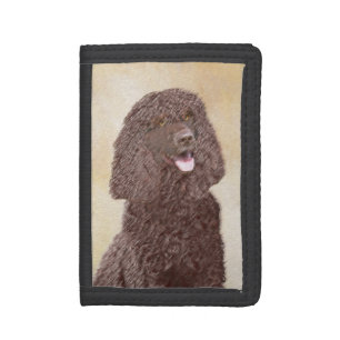 Irish Water Spaniel Painting - Original Dog Art Trifold Wallet