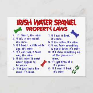 IRISH WATER SPANIEL Property Laws 2 Postcard
