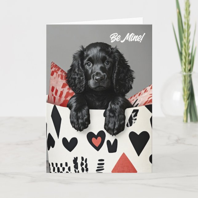 Irish Water Spaniel Puppy Valentine Card (Front)