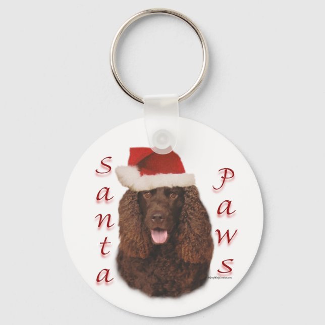 Irish Water Spaniel Santa Paws Keychain (Front)