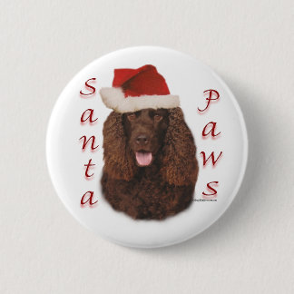 Irish Water Spaniel Santa Paws Pinback Button