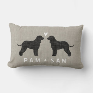 Irish Water Spaniel Silhouettes Love - Personalize Lumbar Pillow