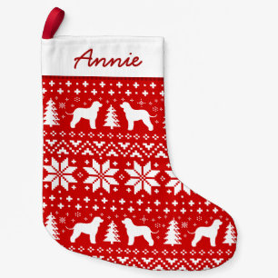 Irish Water Spaniel Silhouettes Pattern Cute Small Christmas Stocking