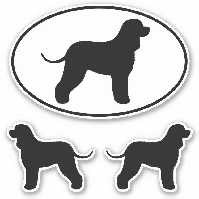Irish Water Spaniel Silhouettes Vinyl Sticker Set (Front)