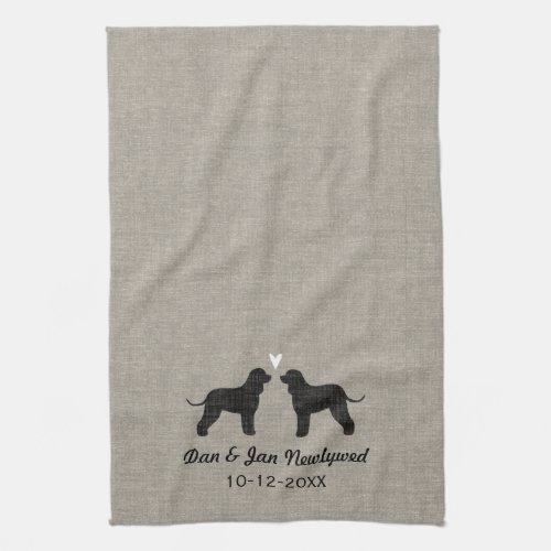 Irish Water Spaniel Silhouettes with Heart Kitchen Towel