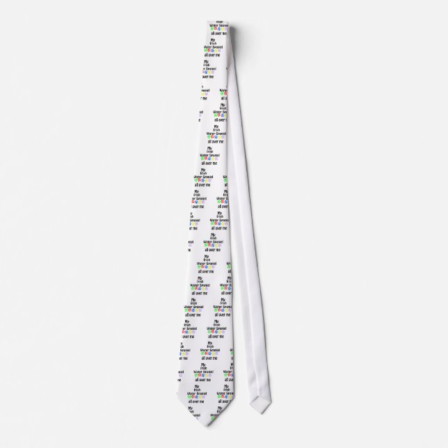 Irish Water Spaniel Walks Design Tie (Front)