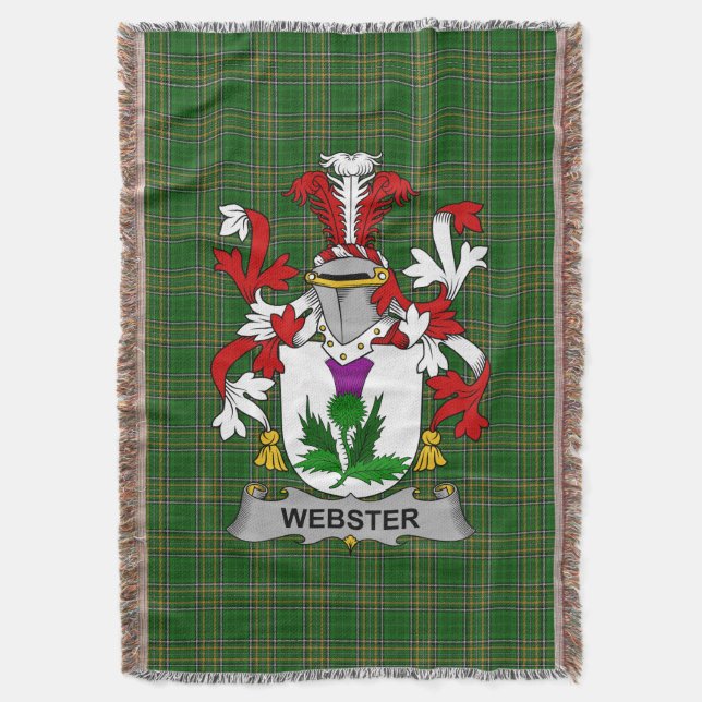  Irish Webster Coat of Arms Family Crest Ireland Throw Blanket (Front Vertical)