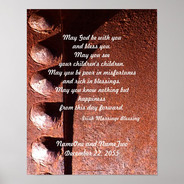 Irish Wedding Blessing, Marriage Rusty Metal Print (Front)
