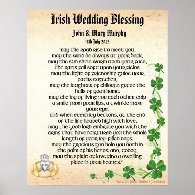 Irish Wedding Blessing Poster (Front)