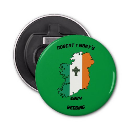 Irish Wedding Button Bottle Opener