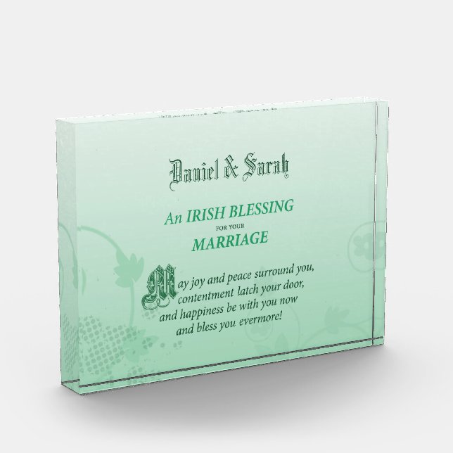 Irish Wedding Congratulations Blessing Acrylic Award (Left)