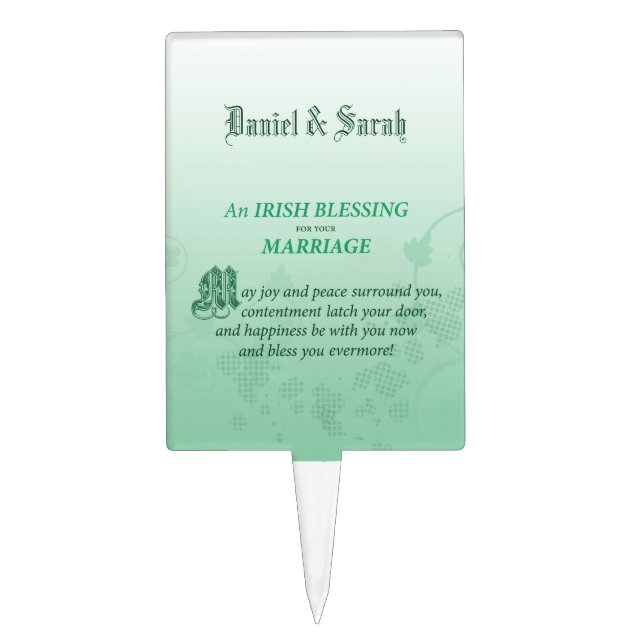 Irish Wedding Congratulations Blessing Cake Topper (Front)