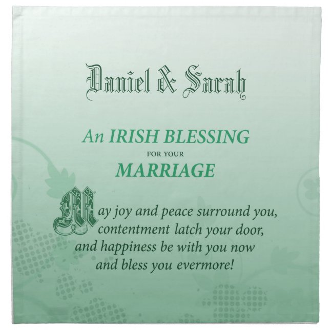 Irish Wedding Congratulations Blessing Cloth Napkin (Front)
