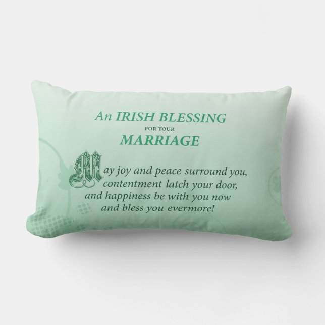 Irish Wedding Congratulations Blessing Lumbar Pillow (Front)