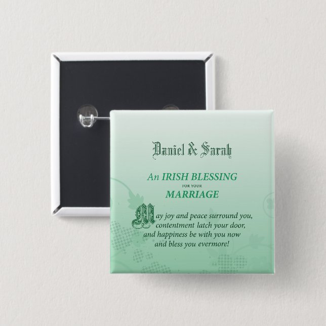 Irish Wedding Congratulations Blessing Pinback Button (Front & Back)