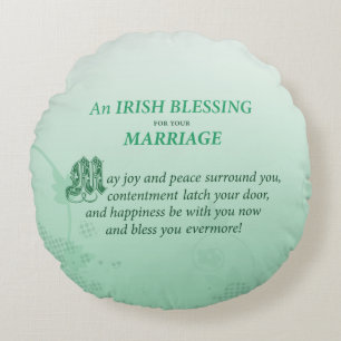 Irish Wedding Congratulations Blessing Round Pillow