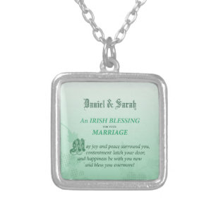 Irish Wedding Congratulations Blessing Silver Plated Necklace