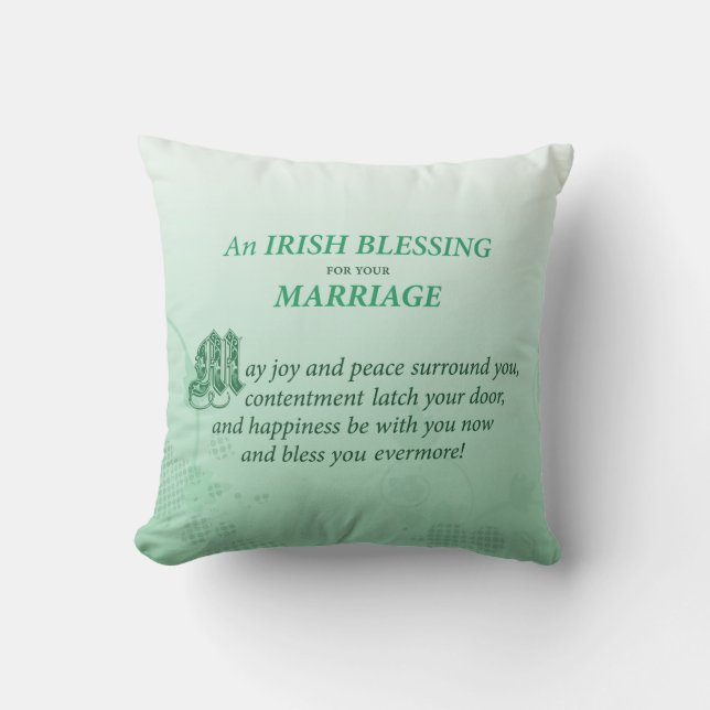 Irish Wedding Congratulations Blessing Throw Pillow (Front)