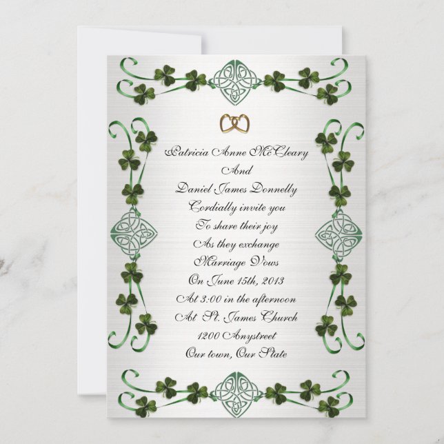 Irish wedding Invitation Unity knot (Front)
