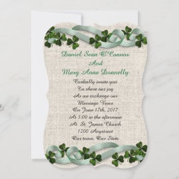 Irish Wedding Invitations Linen Elegant by Irisangel at Zazzle