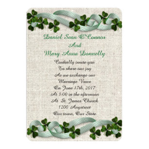Irish Wedding Invitations Zazzle Irish Wedding Invitations Linen Elegant