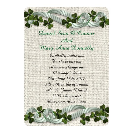 irish wedding invitations linen elegant zazzle com