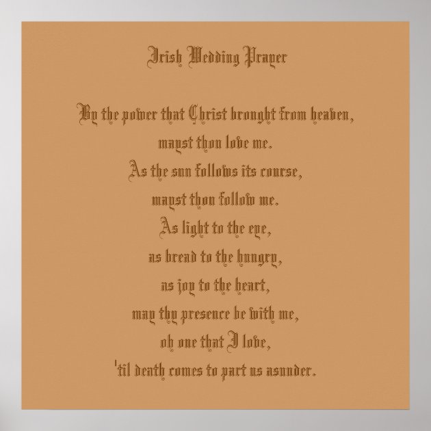 Irish Wedding Prayer Poster Zazzle   Irish Wedding Prayer Poster R36148bcdbd174499b9508cefba22fb12 W2g 8byvr 630 