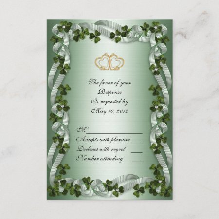 Irish Wedding Rsvp Card Shamrocks