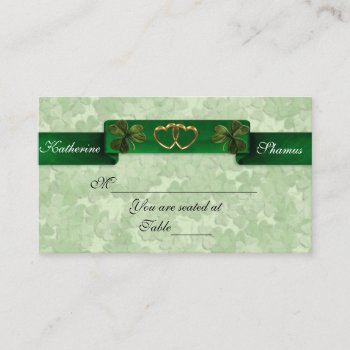Irish Wedding Seating Card Shamrocks by Irisangel at Zazzle
