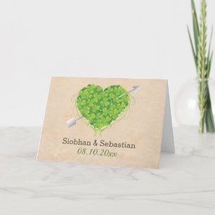 Irish Wedding Shamrock Heart Card