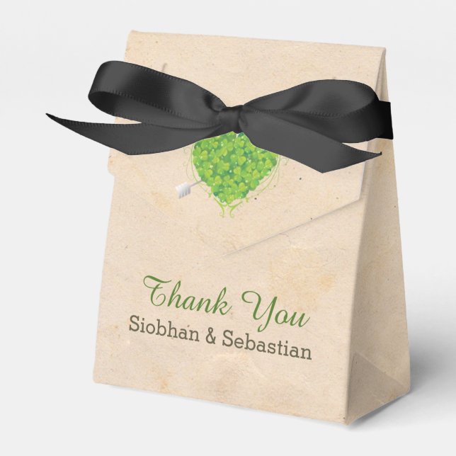 Irish Wedding Shamrock Heart Favor Boxes (Front Side)