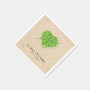 Irish Wedding Shamrock Heart Napkins