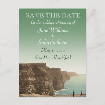 Irish Wedding Theme Cliffs Of Moher Save The Date Announcement Postcard by DigitalDreambuilder at Zazzle