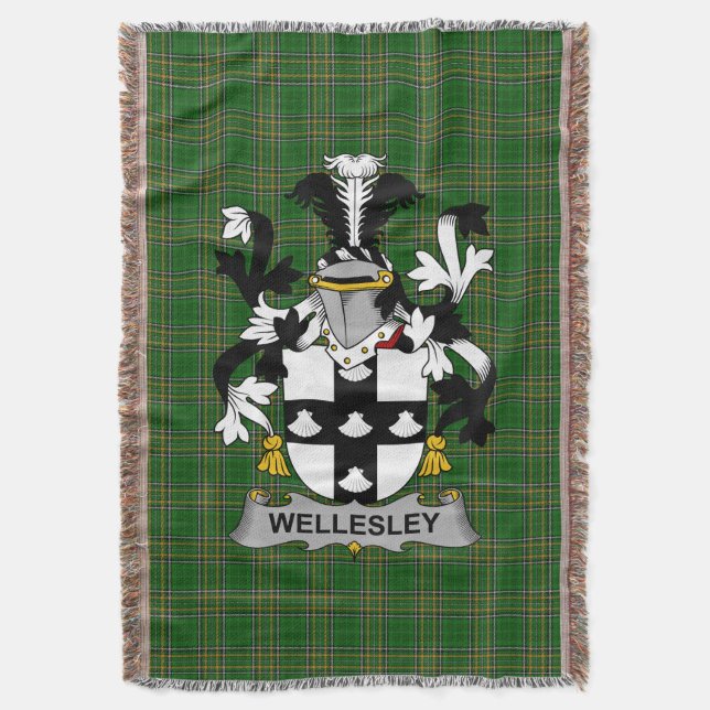 Irish Wellesley Coat of Arms Family Crest Ireland Throw Blanket (Front Vertical)