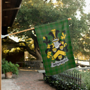 Irish Wentworth Coat of Arms Family Crest Ireland House Flag
