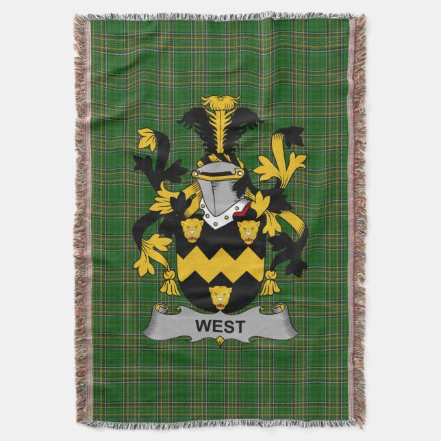  Irish West Coat of Arms Family Crest Ireland Throw Blanket (Front Vertical)