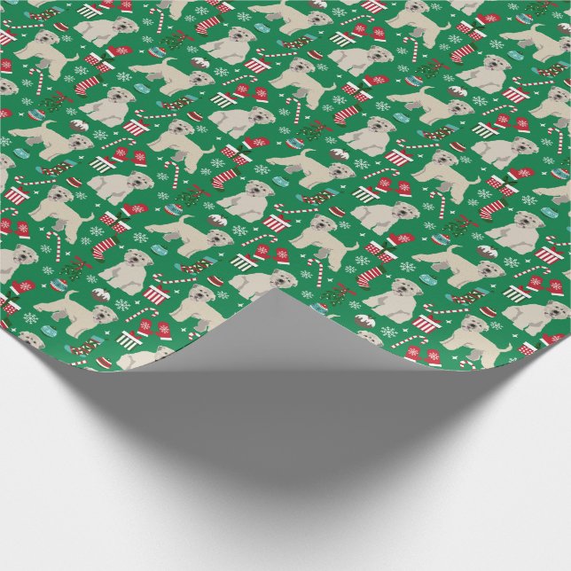 Irish Wheaten Terrier Christmas dog Wrapping Paper (Corner)