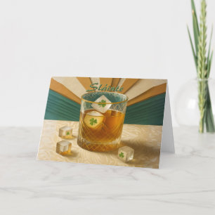 Irish Whiskey Tumbler Shamrock Ice "Sláinte!" Card