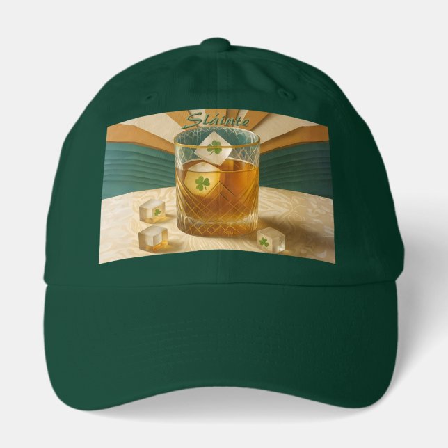 Irish Whiskey Tumbler Shamrock Ice "Sláinte!" Hat (Front)