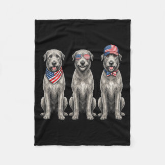 Irish Wolfhound 4th Of July Aamerican Flag Dog Fleece Blanket