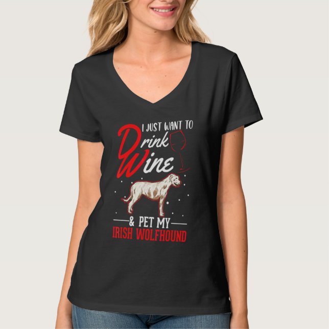 Irish Wolfhound And Wine T-Shirt (Front)